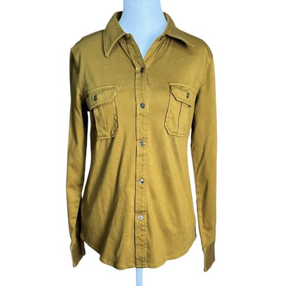LL Bean Sz XS Mustard Gold Button Front Utility Shirt Casual Outdoor Chore Top - Picture 2 of 9